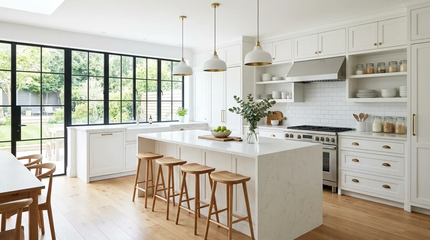 Finish with a look that still feels lived in inspiration for a bright white kitchen.